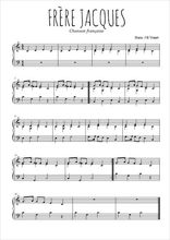 Téléchargez l'arrangement pour piano de la partition de Frère Jacques en PDF